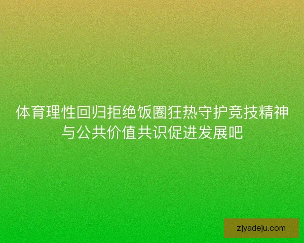 体育理性回归拒绝饭圈狂热守护竞技精神与公共价值共识促进发展吧