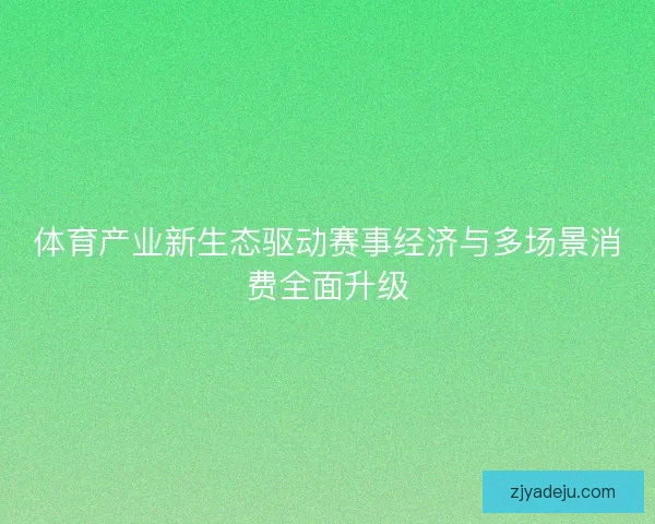 体育产业新生态驱动赛事经济与多场景消费全面升级